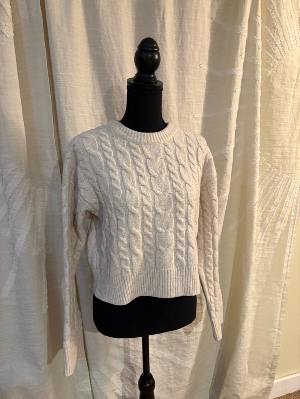 a new day Cream Cable-Knit Crewneck Sweater